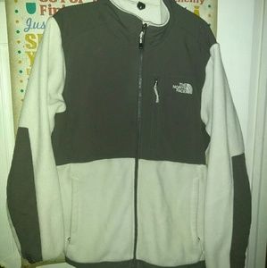 White and Gray North Face Jacket
